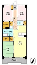ヒロ末広 4階3LDKの間取り