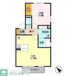 アン・プレール 1階1LDKの間取り