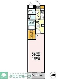 グランメール 1階1Kの間取り