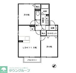 ロイヤルアベニール　Ａ・Ｂ 2階2LDKの間取り