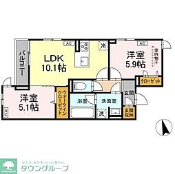 D-ZEST 2階2LDKの間取り