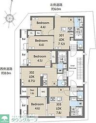 クレディ新小岩 2階1LDKの間取り