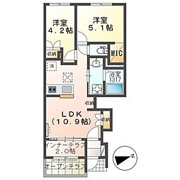 Ｃｏｌｚａ（コルザ） 1階2LDKの間取り
