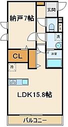 サンフライト 2階1LDKの間取り