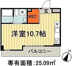 リエス千葉新宿 8階ワンルームの間取り