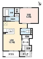 Ｌｉｖｅ　Ｇａｒｄｅｎ　II 1階1LDKの間取り