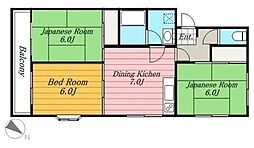 山本マンション 2階3DKの間取り