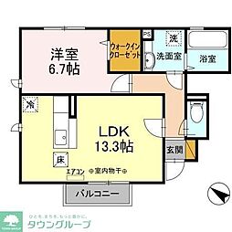 プラージュ 1階1LDKの間取り