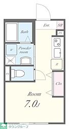 コルビジェIV 2階ワンルームの間取り