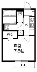 ウッドホーク　クラブ 2階1Kの間取り