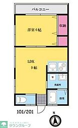 カーサ　ジョイア 2階1LDKの間取り