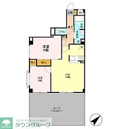 シャイニーラーク 2階2LDKの間取り