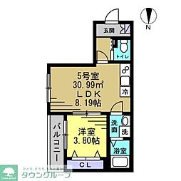 HFR蘇我 A棟 205 2階1LDKの間取り