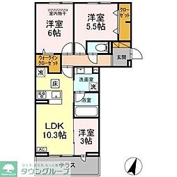 リシェスみのり台 A棟 3LDKの間取図画像