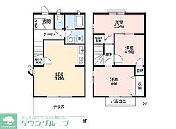 曽谷タウンハウス 2LDKの間取図画像