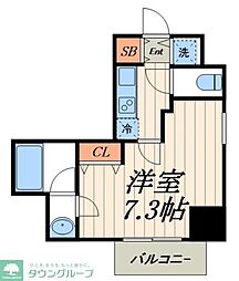 プレール・ドゥーク亀戸6丁目 1Kの間取図画像