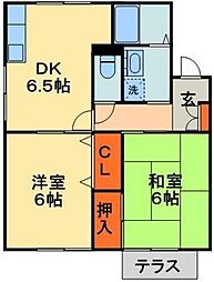 パセオK2 2DKの間取図画像