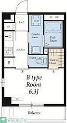 リブリ・ベレッツァ 1Kの間取図画像