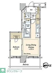 プラウドタワー亀戸クロスブライトタワー 1LDKの間取図画像