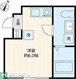 ベレガンス鷹之台2-B ワンルームの間取図画像