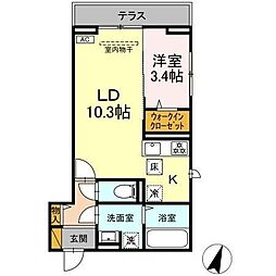 D-SOLACE祐光 B 1LDKの間取図画像