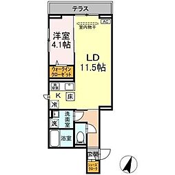 D-SOLACE祐光 B 1LDKの間取図画像
