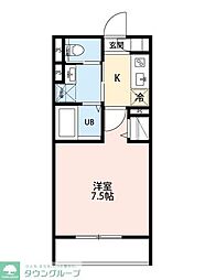 robot home 習志野II(ロボットホームナラシノツー) 1Kの間取図画像