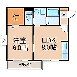 メゾン出雲崎 1LDKの間取図画像