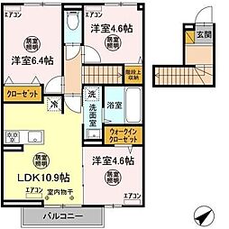 テラス丘の上C 3LDKの間取図画像