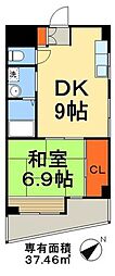 関寅ビル第一 1DKの間取図画像