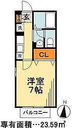モナリエ北小岩 1Kの間取図画像