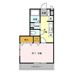ソレイユ瑞江 1Kの間取図画像