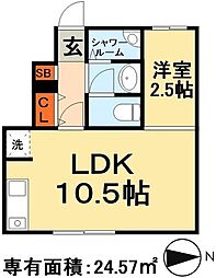幕張5丁目ロジウラハウス 1LDKの間取図画像