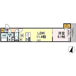 セレスティア西亀有 1LDKの間取図画像
