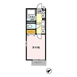ヴィラロッソ 1Kの間取図画像