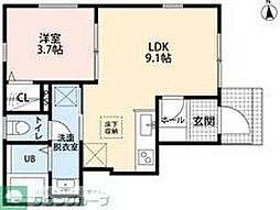 リーブルファイン船橋芝山 1LDKの間取図画像
