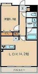 ワイズハピネス 1LDKの間取図画像