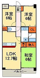 ソレイユ松戸 3LDKの間取図画像