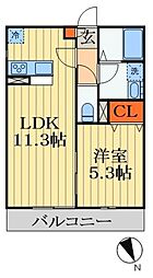シャンブルK 1LDKの間取図画像