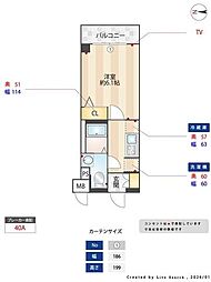 S-RESIDENCE行徳courant 1Kの間取図画像