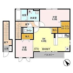グランシャリオA 2DKの間取図画像