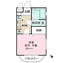 グランドヴィル487 1Kの間取図画像