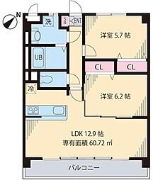 エバーグリーン 1SLDKの間取図画像