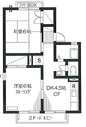メゾンドール行徳A 2DKの間取図画像