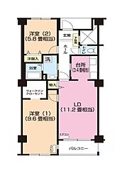 パティオス9番街 2LDKの間取図画像