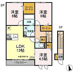 AiryGardenB 3LDKの間取図画像