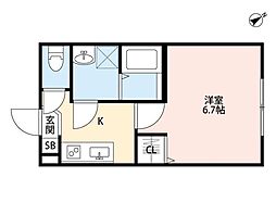 ラポルト船橋東 1Kの間取図画像