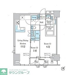 デュオフラッツ一之江West 2LDKの間取図画像