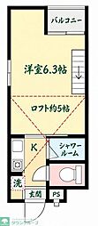 ルミノッソ5 1Kの間取図画像