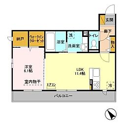 クレッセントコート 1LDKの間取図画像